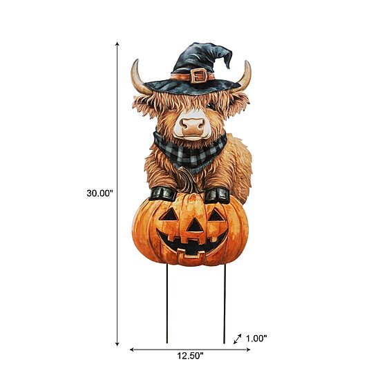 Glitzhome 30"Metal Painted Highland Cow Halloween Yard Art