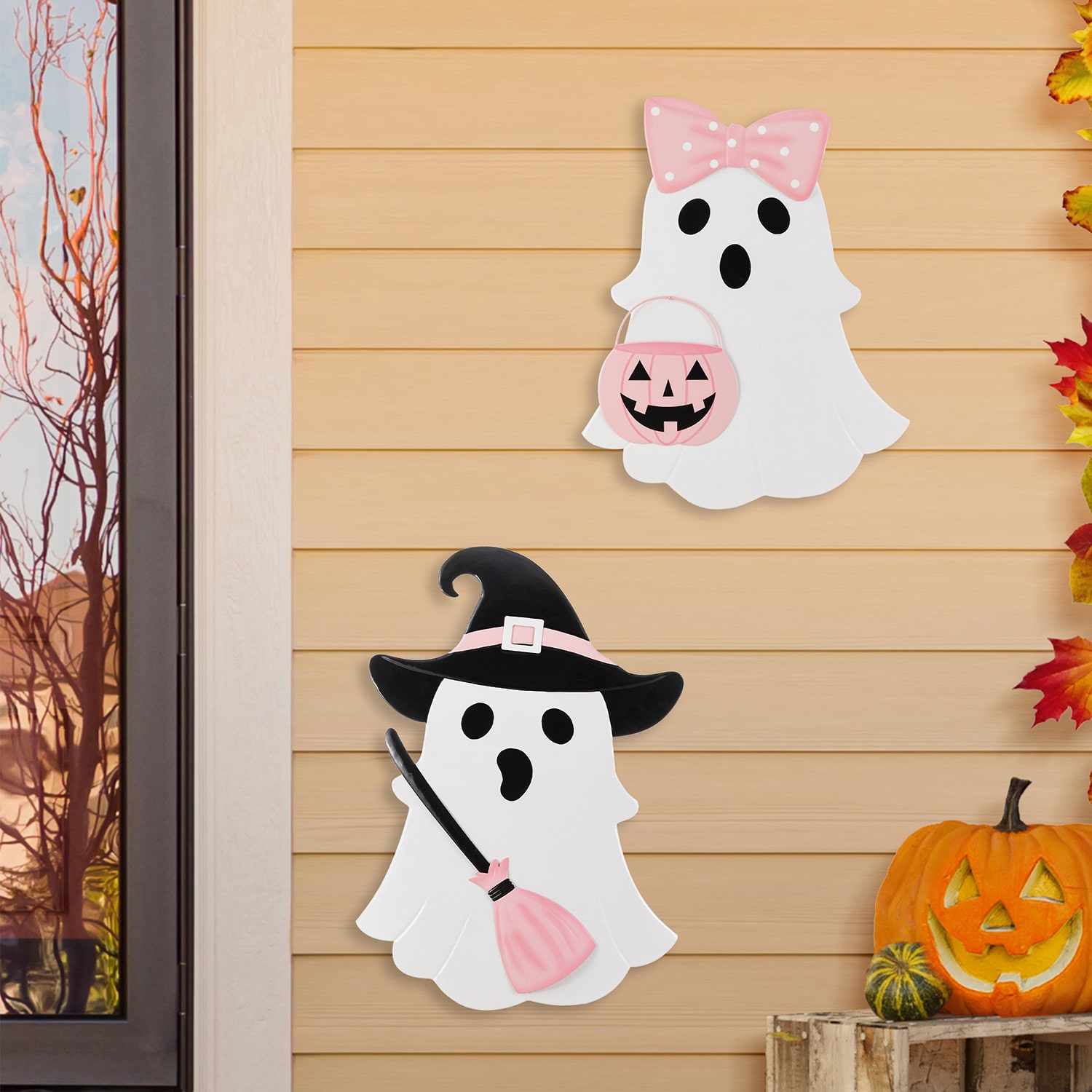 Glitzhome Metal Ghosts Halloween Yard Art