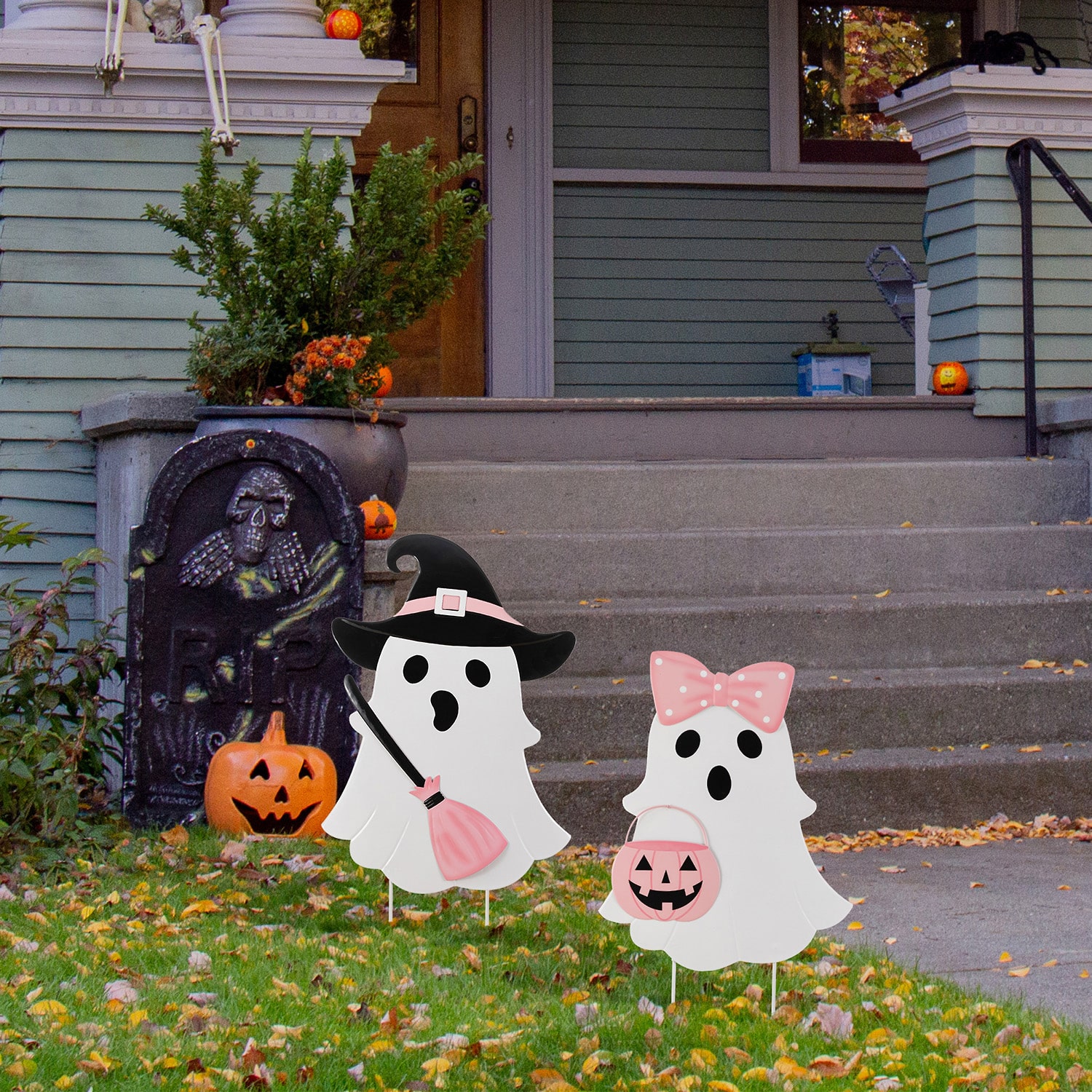 Glitzhome Metal Ghosts Halloween Yard Art