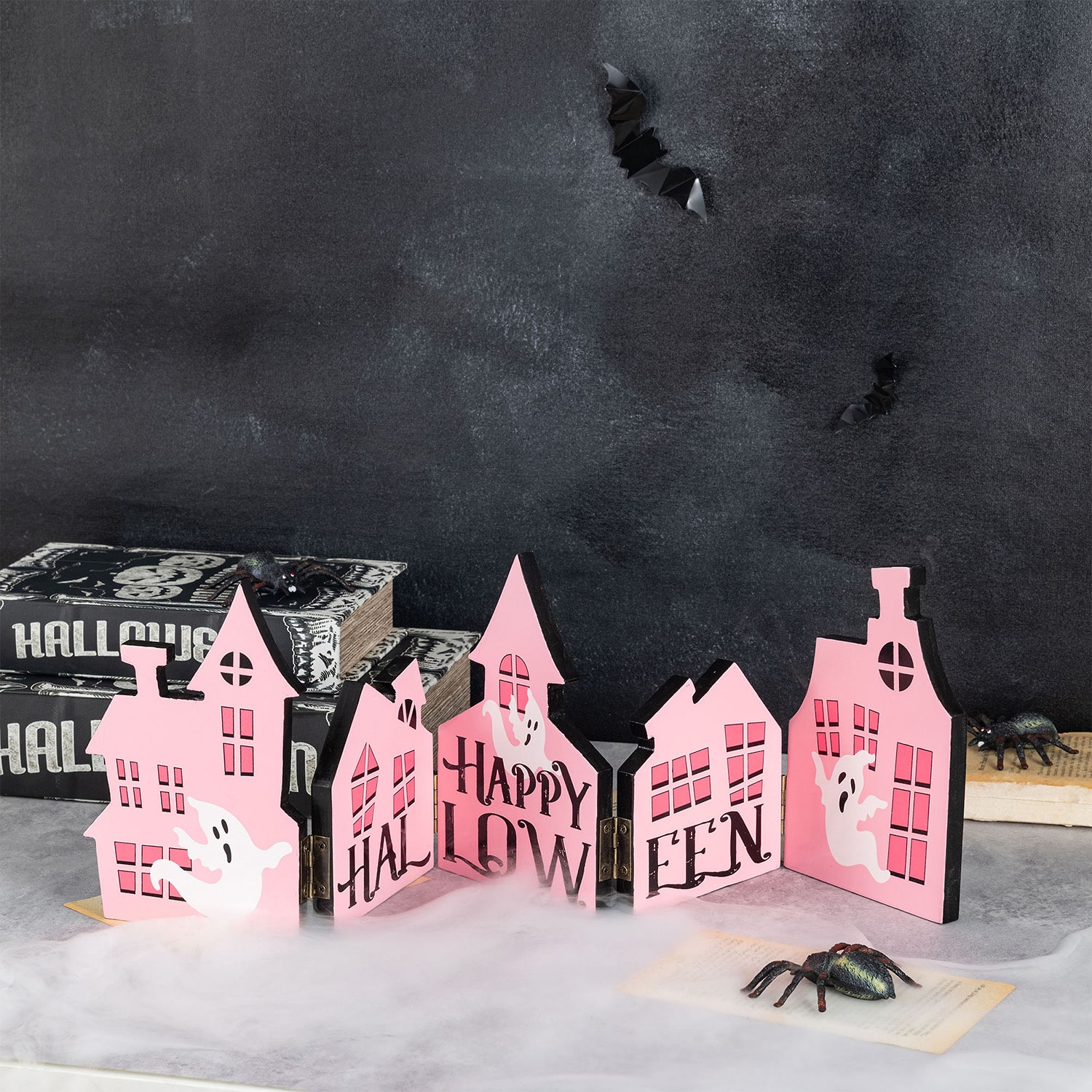 Glitzhome 25" Wooden House Halloween Tabletop Decor