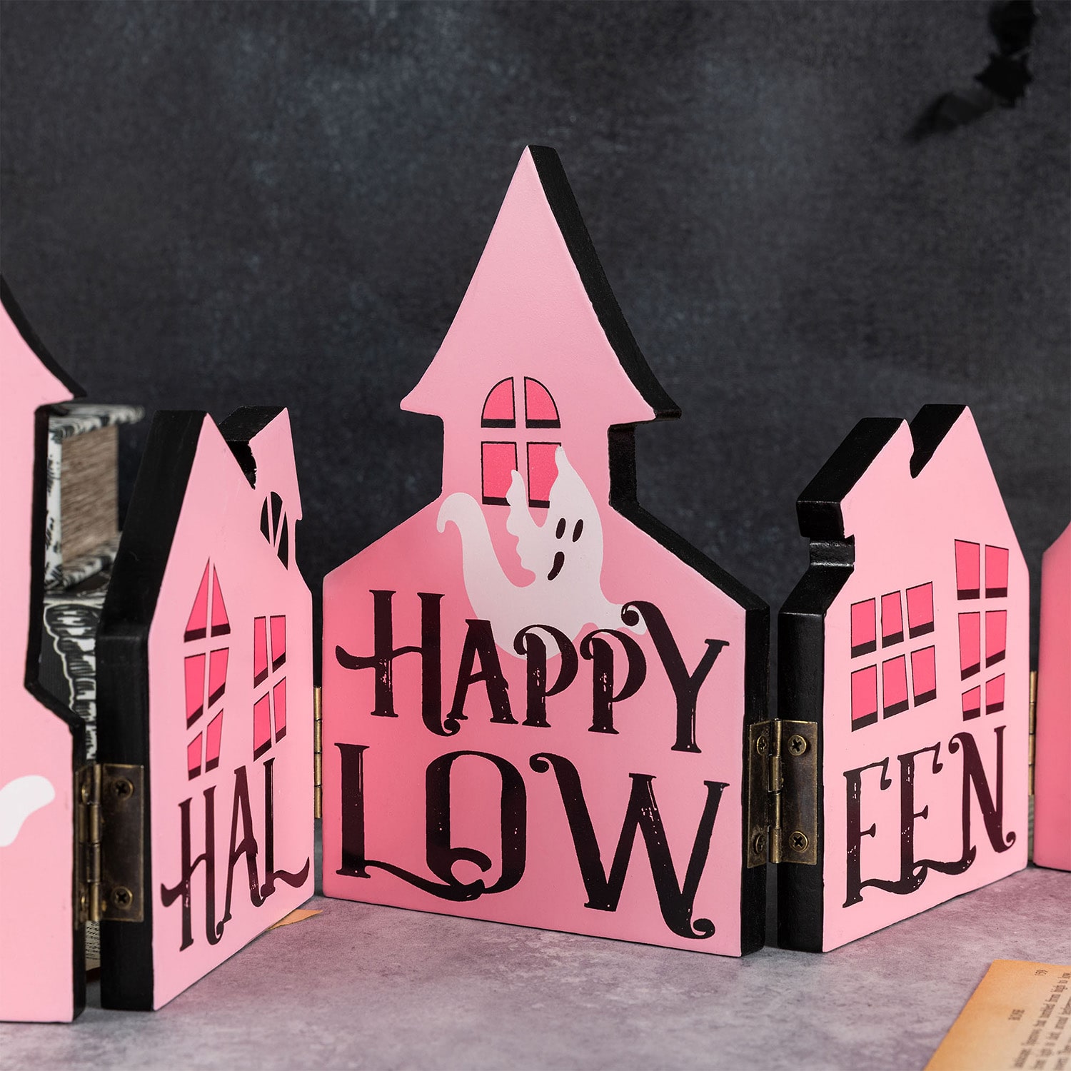 Glitzhome 25" Wooden House Halloween Tabletop Decor