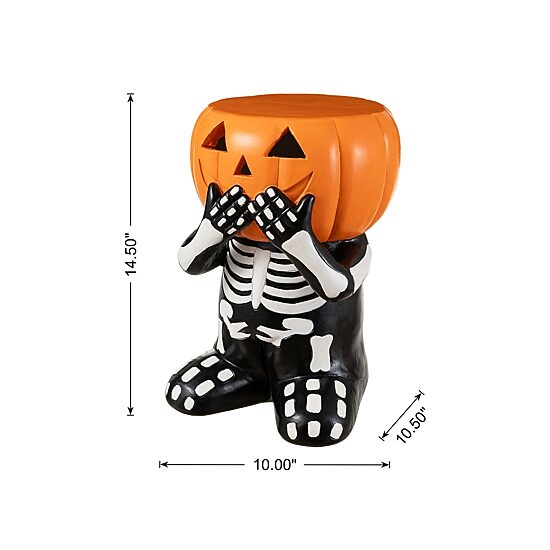 Glitzhome 15" Mgo Skeleton Pumpkin Bar Stool
