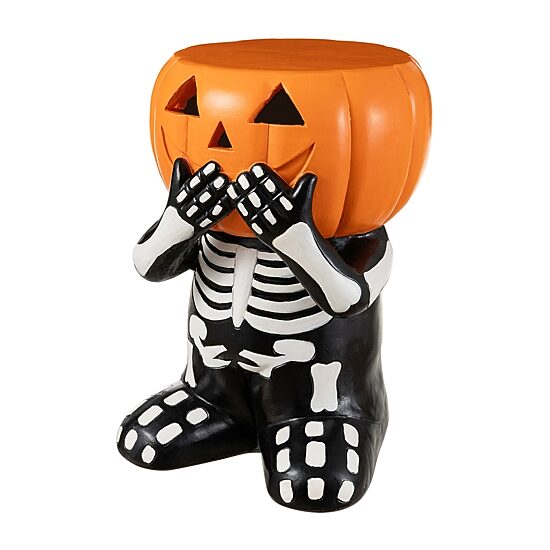 Glitzhome 15" Mgo Skeleton Pumpkin Bar Stool