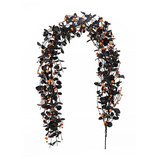 Glitzhome 72"Eucalyptus Pumpkin Bat Halloween Garland