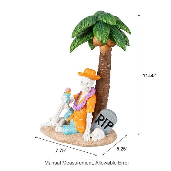 Glitzhome 12" Polyresin Skeleton On Beach Tabletop Decor