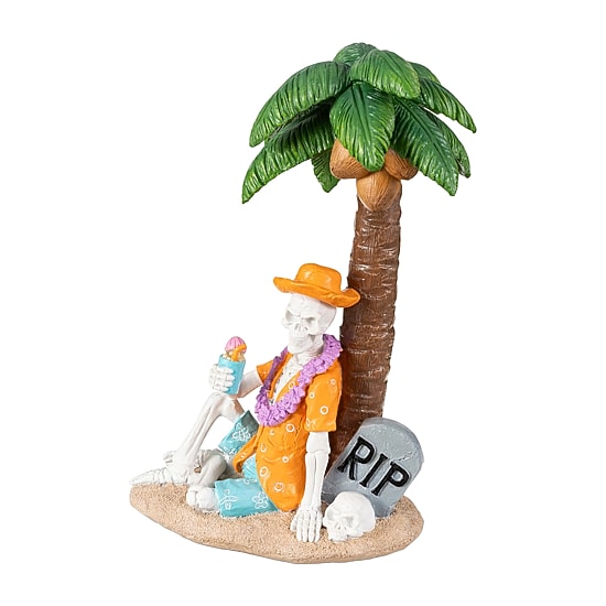 Glitzhome 12" Polyresin Skeleton On Beach Tabletop Decor