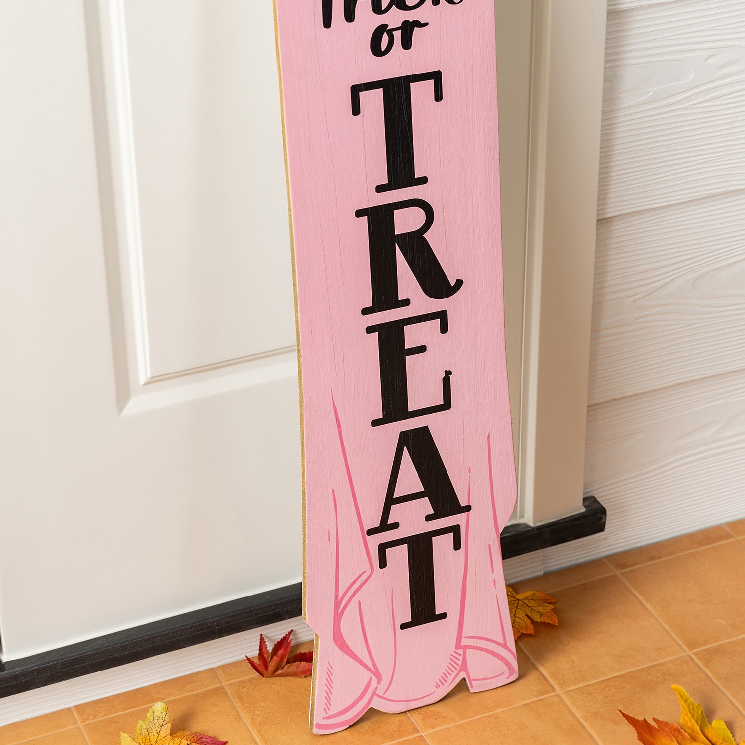 Glitzhome 42" Wood Reversible Ghost Halloween Porch Sign