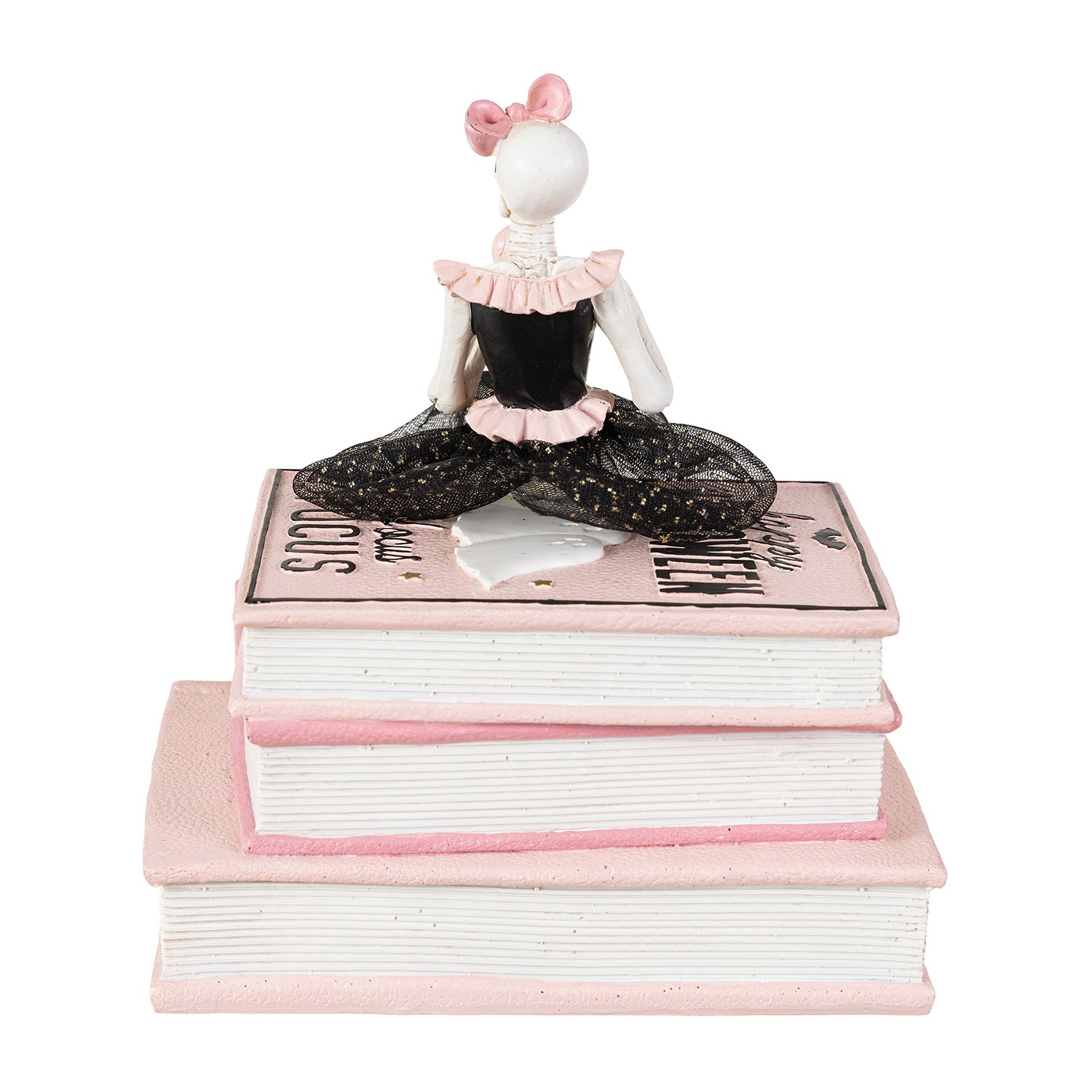 Glitzhome 9" Polyresin Pink Skeleton Ballerina Halloween Tabletop Decor