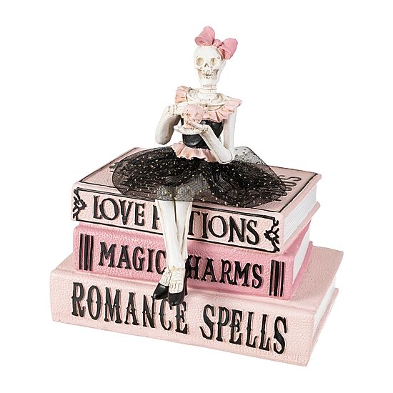 Glitzhome 9" Polyresin Pink Skeleton Ballerina Tabletop Decor