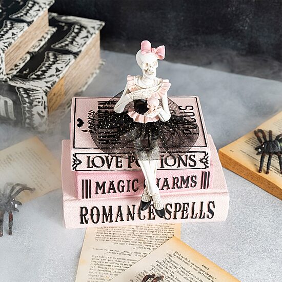 Glitzhome 9" Polyresin Pink Skeleton Ballerina Tabletop Decor