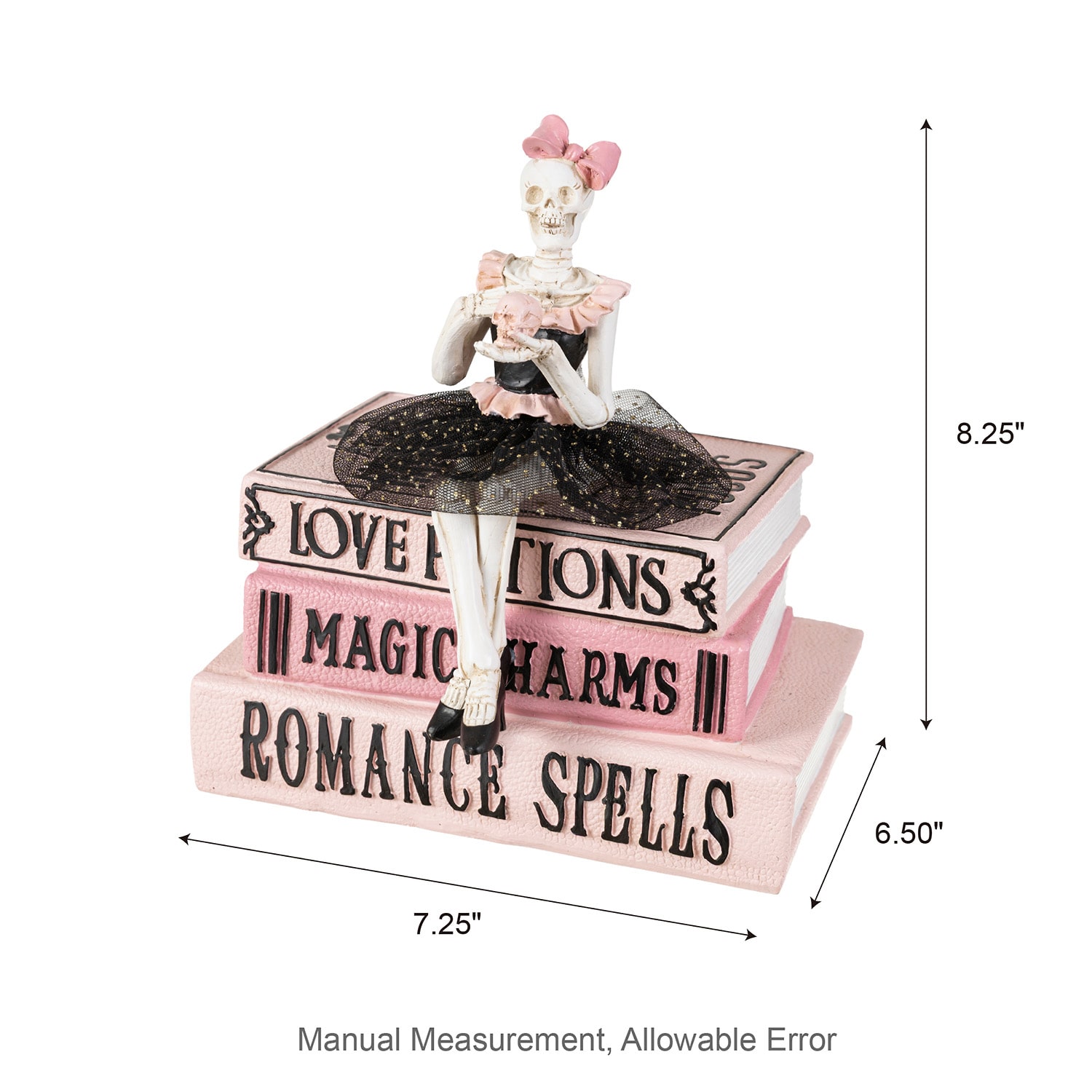 Glitzhome 9" Polyresin Pink Skeleton Ballerina Halloween Tabletop Decor