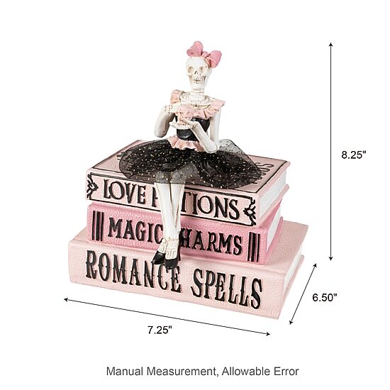 Glitzhome 9" Polyresin Pink Skeleton Ballerina Tabletop Decor