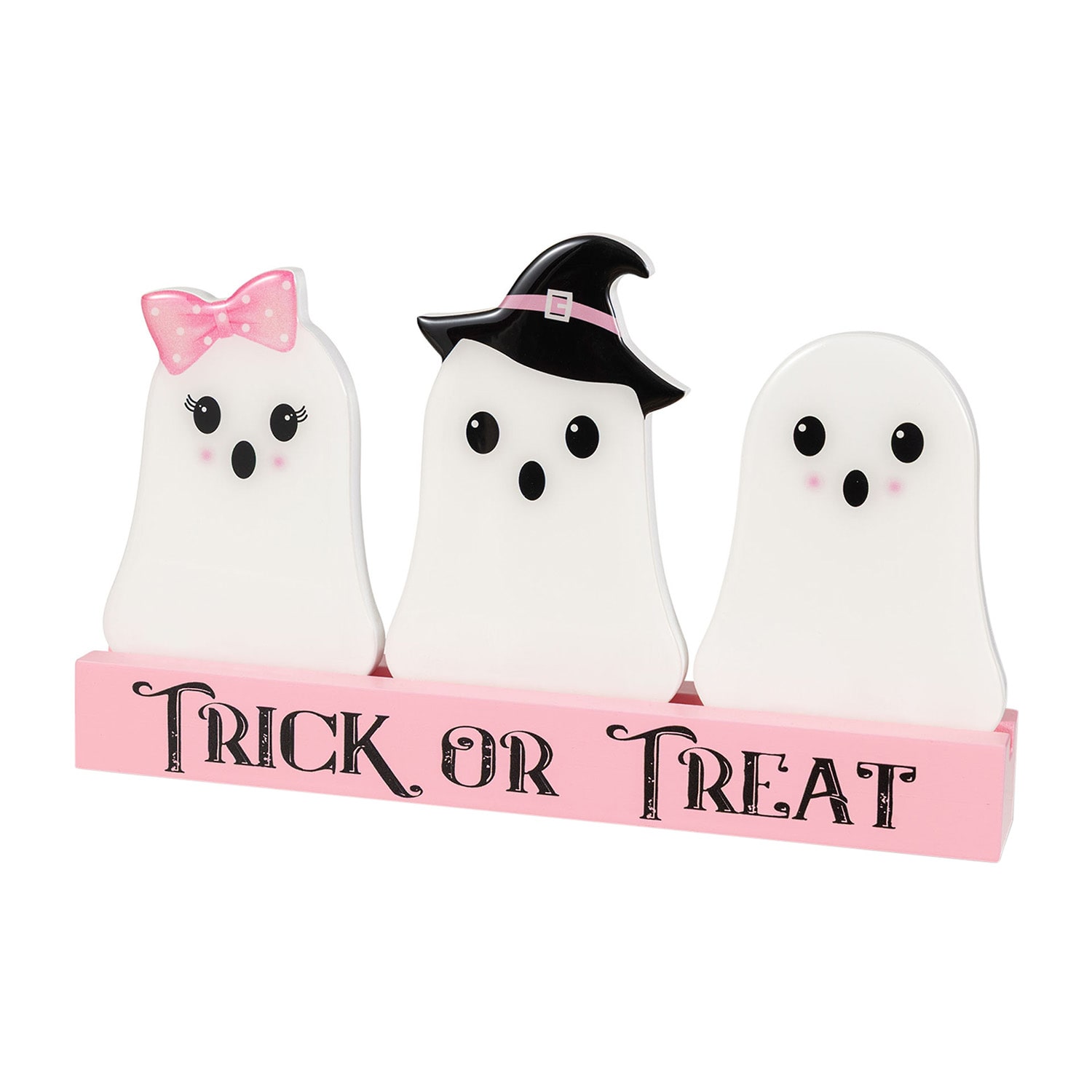 Glitzhome 10" Wooden Epoxy Ghosts Halloween Tabletop Decor