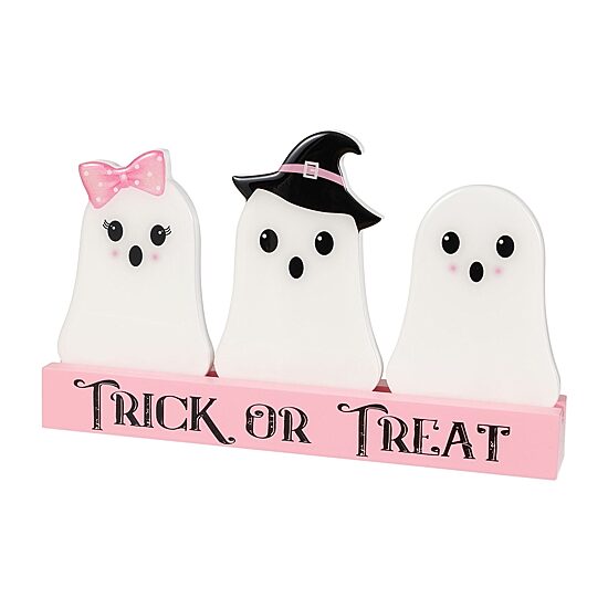 Glitzhome 10" Wooden Epoxy Ghosts Tabletop Decor