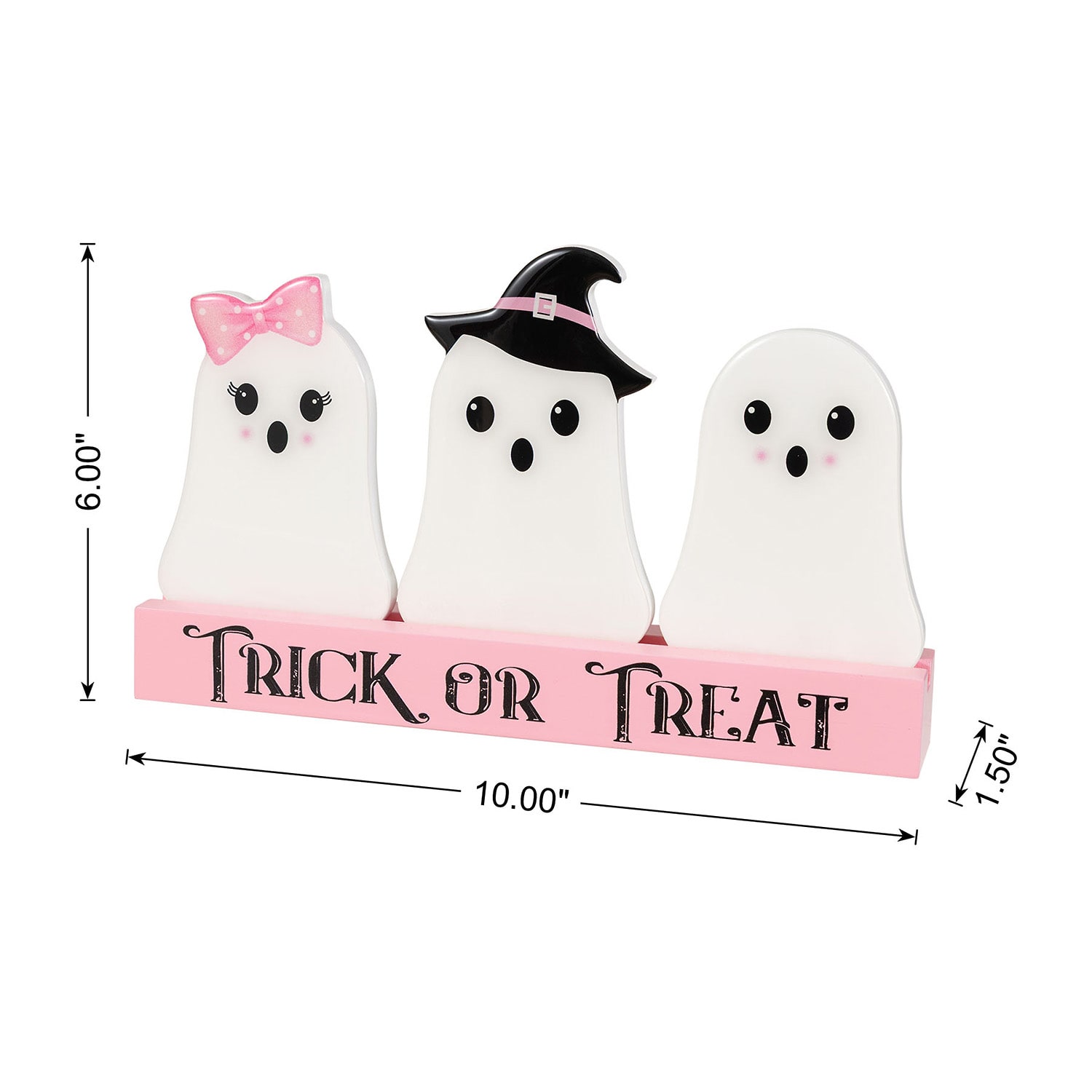 Glitzhome 10" Wooden Epoxy Ghosts Halloween Tabletop Decor