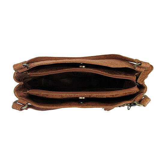 Bueno of California Great American Leather Tan Tooled Tote Bag