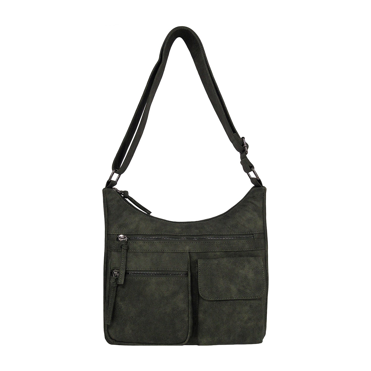 Bueno of California Distress Pebble Washed Double Zip Crossbody Bag