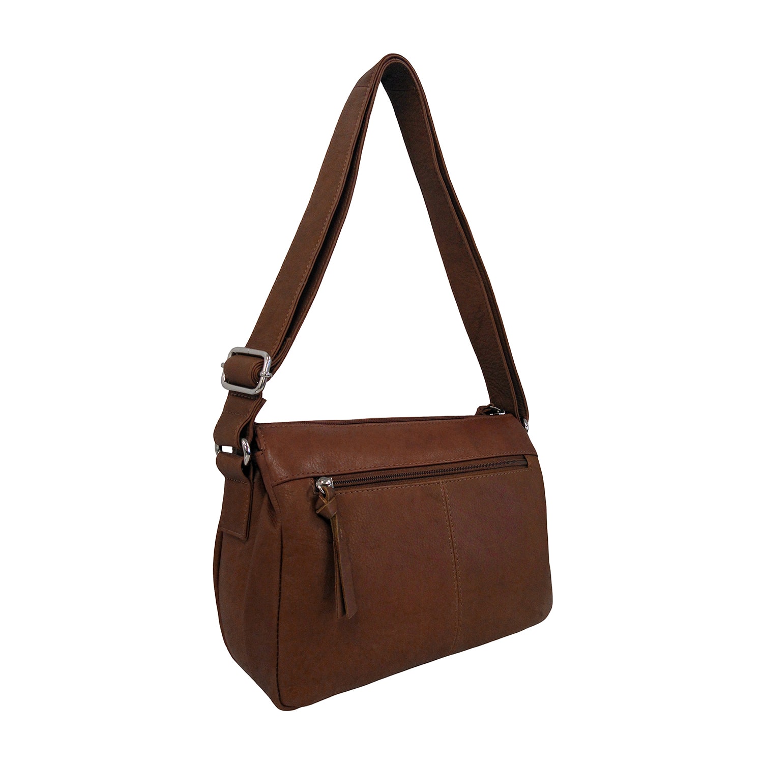 Bueno of California Great American Leather Tan Zip Front Crossbody Bag