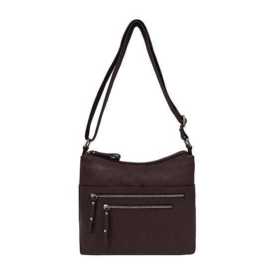 Bueno of California Great American Leather Chocolate Crossbody Bag