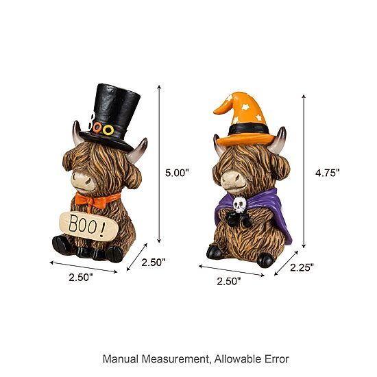 Glitzhome 5" Resin Highland Cow 2-pc. Tabletop Decor