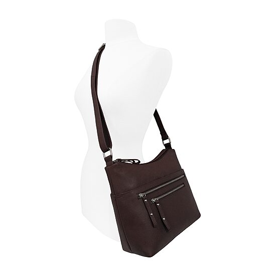 Bueno of California Great American Leather Chocolate Crossbody Bag