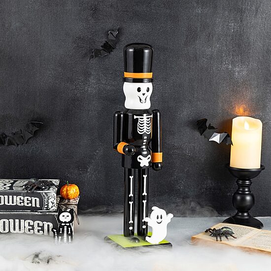 Glitzhome 18" Wood Skeleton Wood Nutcracker
