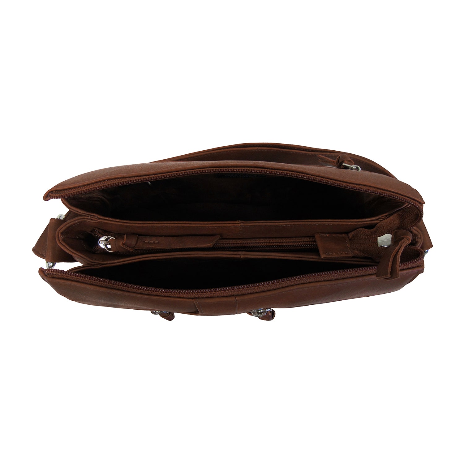 Bueno of California Great American Leather Tan Zip Front Crossbody Bag