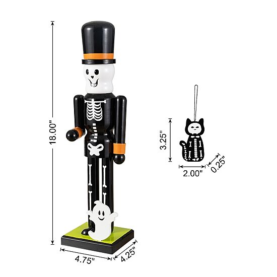 Glitzhome 18" Wood Skeleton Wood Nutcracker