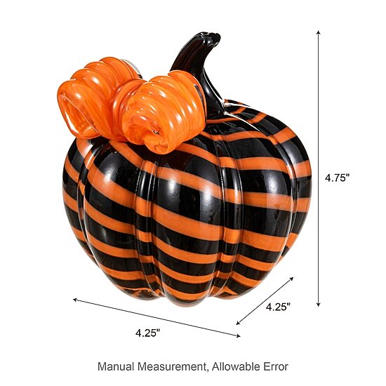 Glitzhome 5" Striped Glass Pumpkin Tabletop Decor