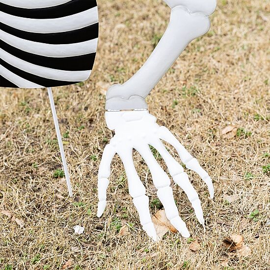 Glitzhome 36" Lighted Metal Ground Breaking Skeleton Halloween Yard Art