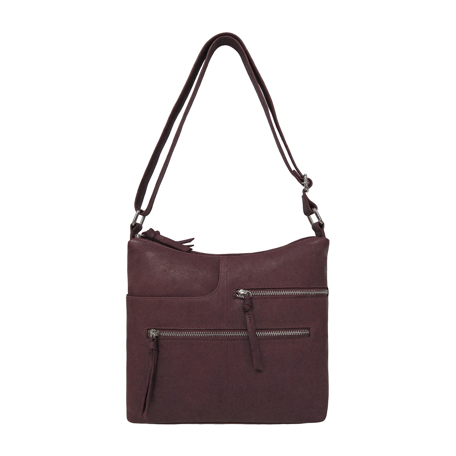 Bueno of California Great American Leather Zip Front Pkt Crossbody Bag