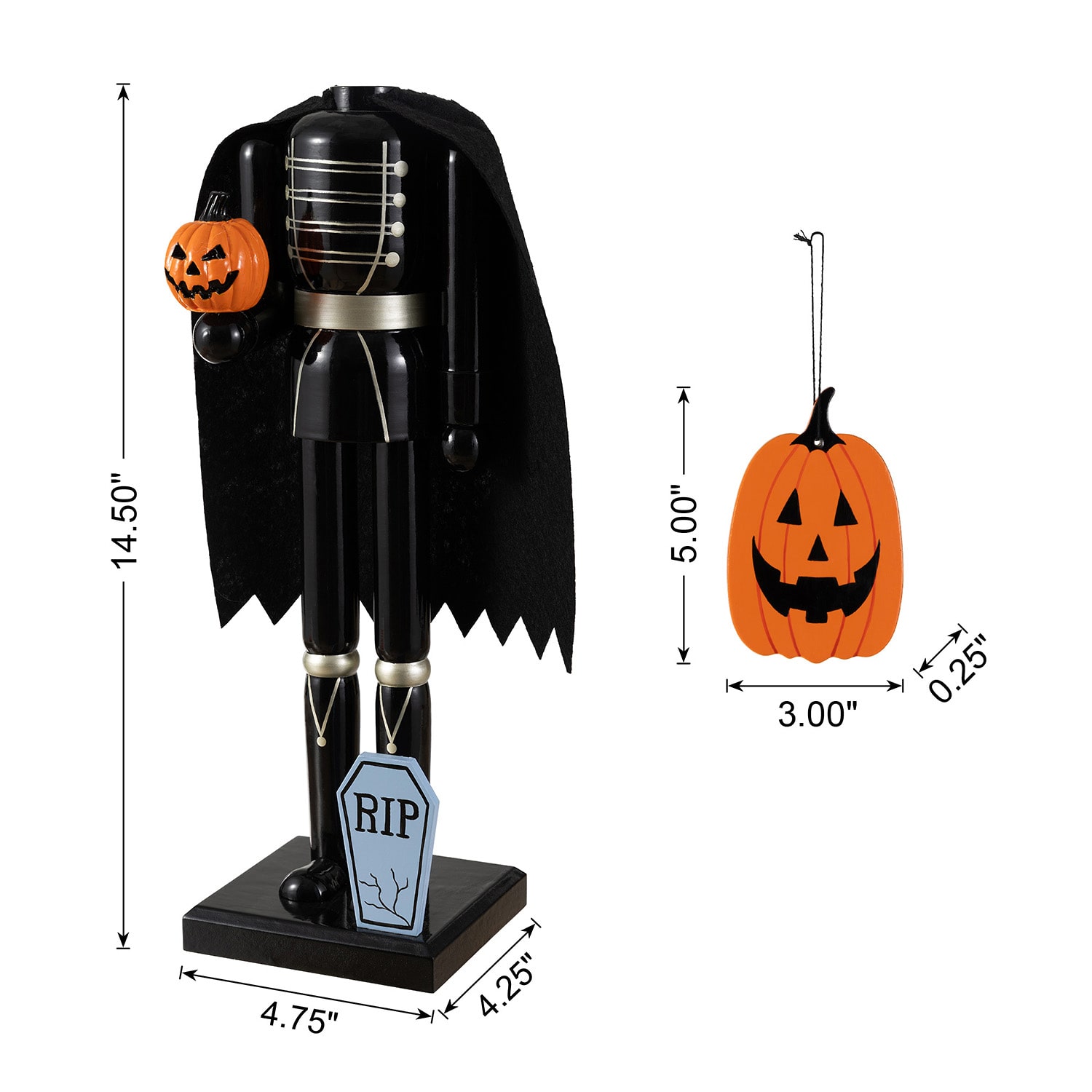 Glitzhome 15" Wood Headless Horseman Wood Nutcracker