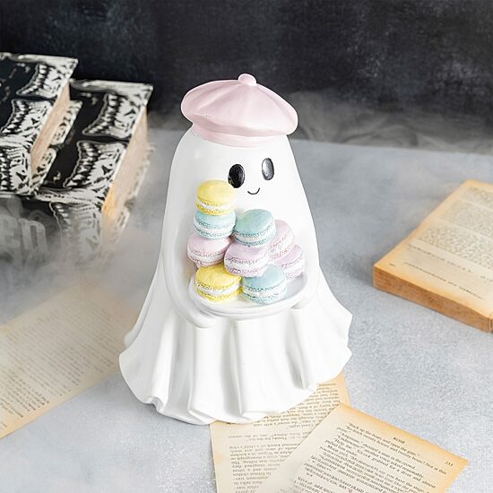 Glitzhome 10"Polyresin Ghost With Macarons Tabletop Decor