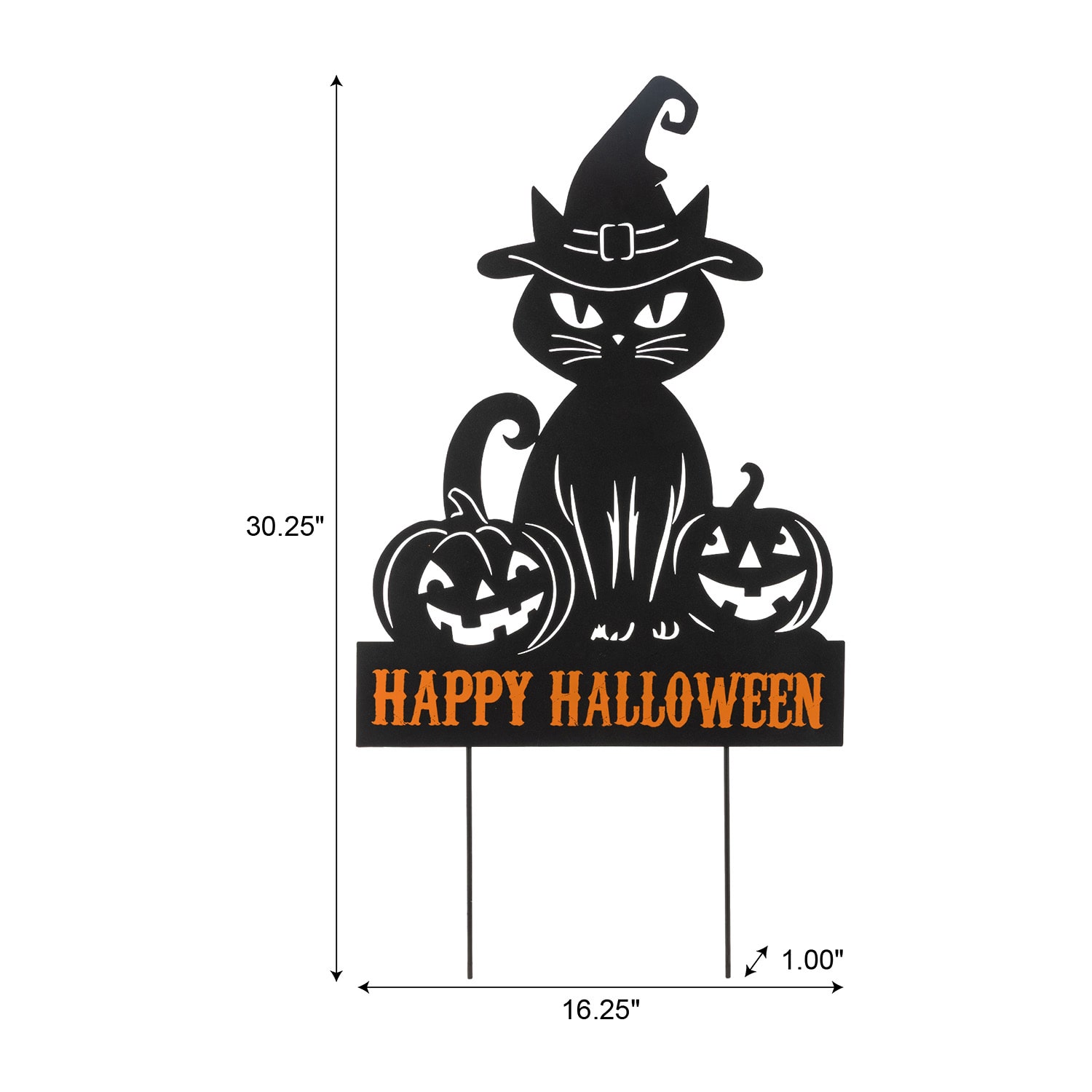 Glitzhome 31" Metal Silhouette Cat Halloween Yard Art