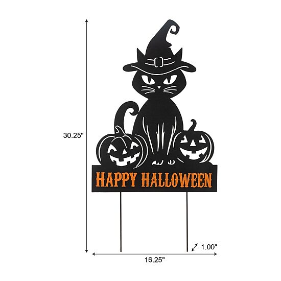 Glitzhome 31" Metal Silhouette Cat Halloween Yard Art