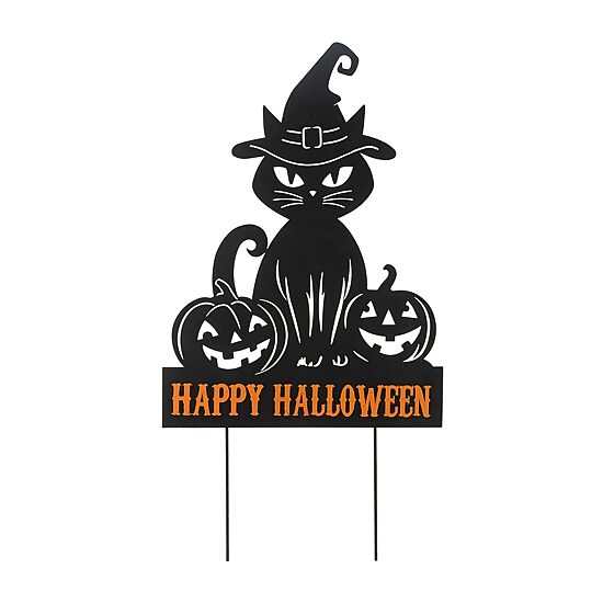 Glitzhome 31" Metal Silhouette Cat Halloween Yard Art
