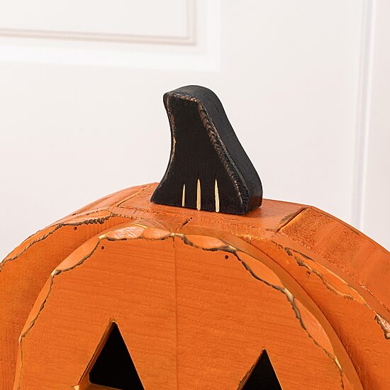 Glitzhome 15"Chunky Wood Jack-O-Lantern Porch Sign