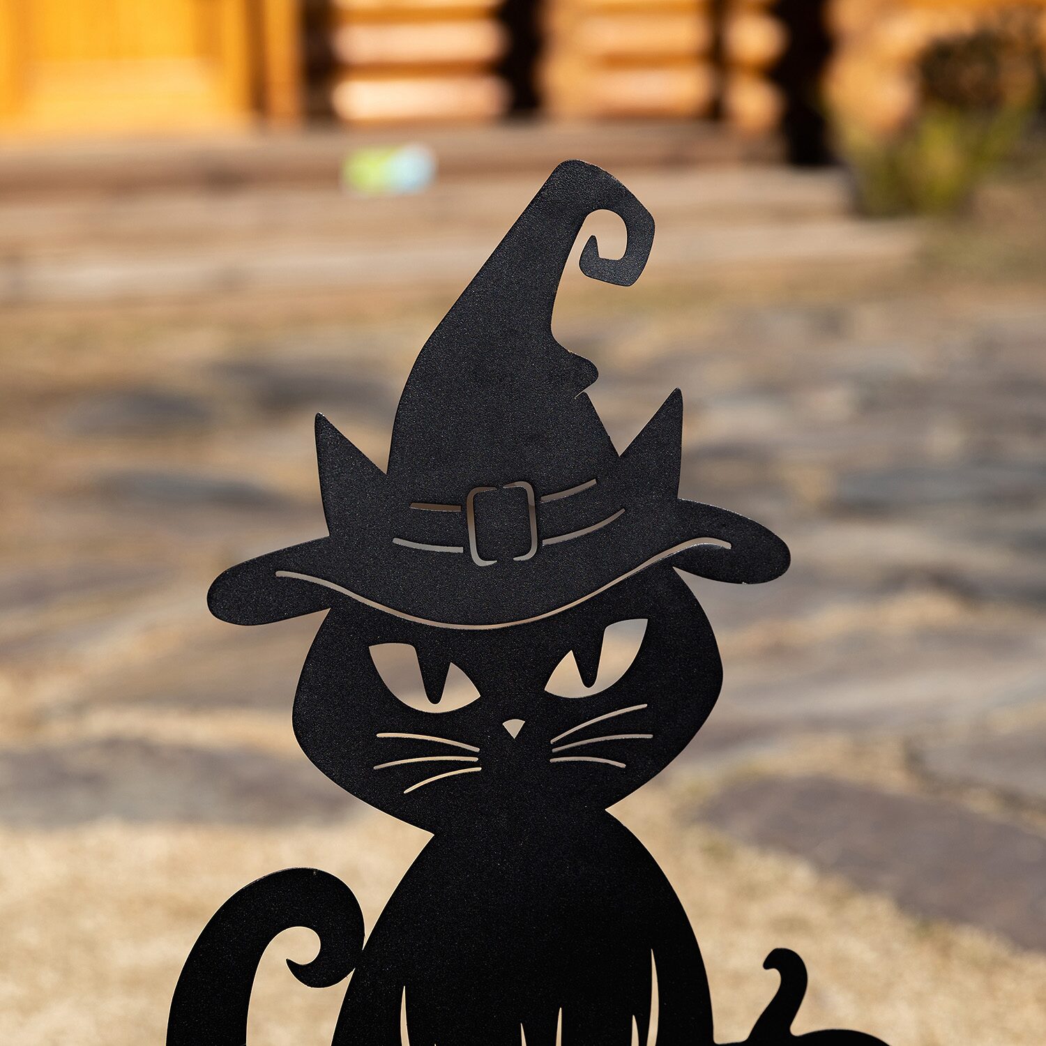 Glitzhome 31" Metal Silhouette Cat Halloween Yard Art