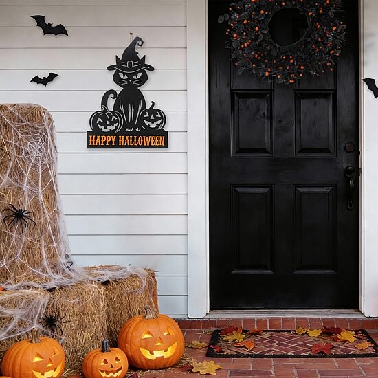 Glitzhome 31" Metal Silhouette Cat Halloween Yard Art