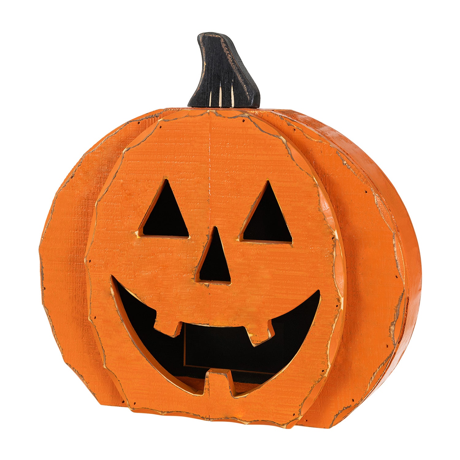 Glitzhome 15"Chunky Wood Jack-O-Lantern Halloween Porch Sign
