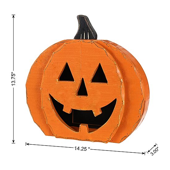 Glitzhome 15"Chunky Wood Jack-O-Lantern Porch Sign