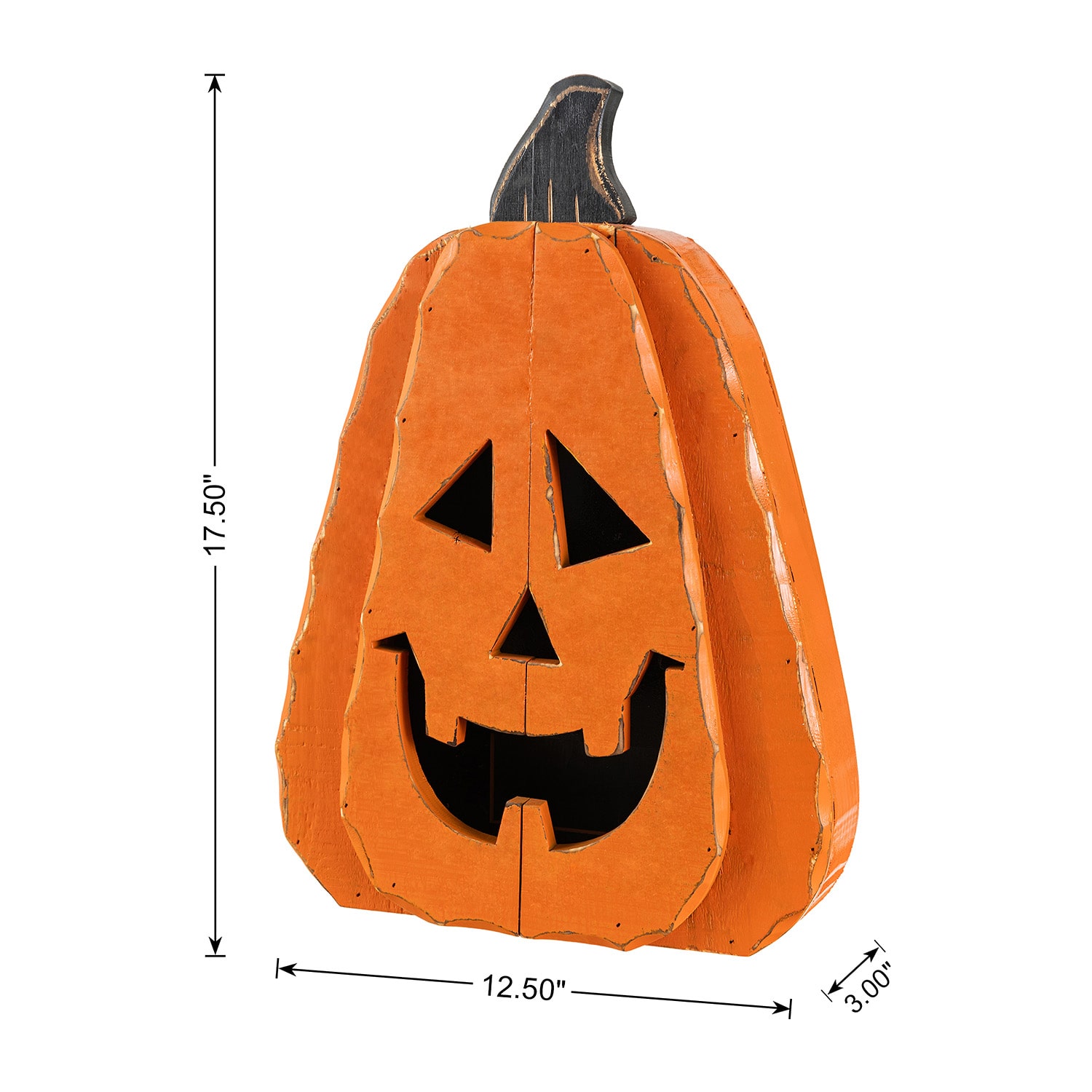 Glitzhome 18" Chunky Wood Jack-O-Lantern Halloween Porch Sign