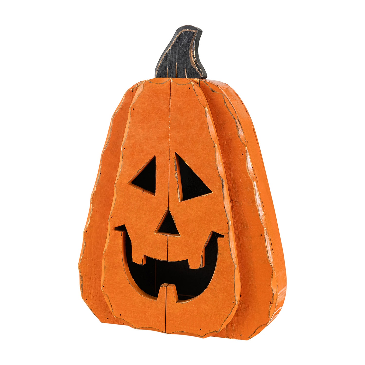 Glitzhome 18" Chunky Wood Jack-O-Lantern Halloween Porch Sign