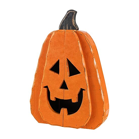Glitzhome 18" Chunky Wood Jack-O-Lantern Porch Sign