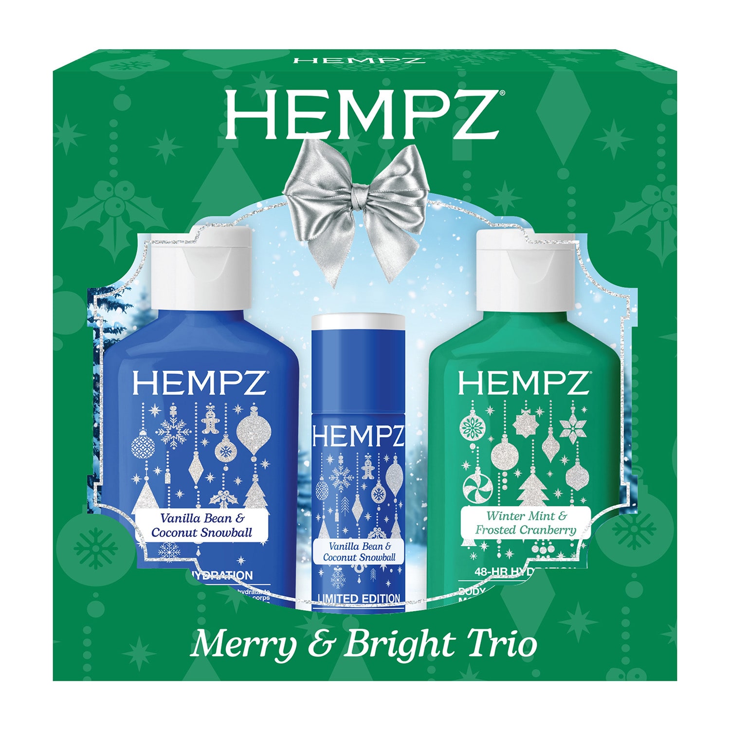 Hempz Merry & Bright Holiday Mini Body Moisturizer & Lip Balm Gift Set