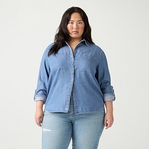 Levi 's Womens Crew Neck Long Sleeve Blouse In Blue