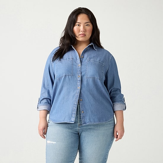 Levi's® Womens Crew Neck Long Sleeve Blouse