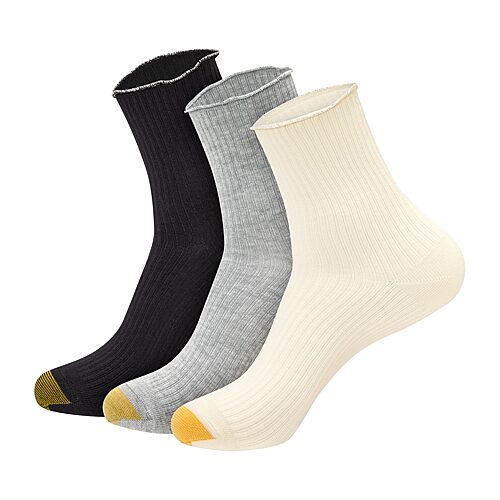 Gold Toe Women's Sparkle Lettuce-Edge Midi Crew Socks, 3-Pack - Assortment 8