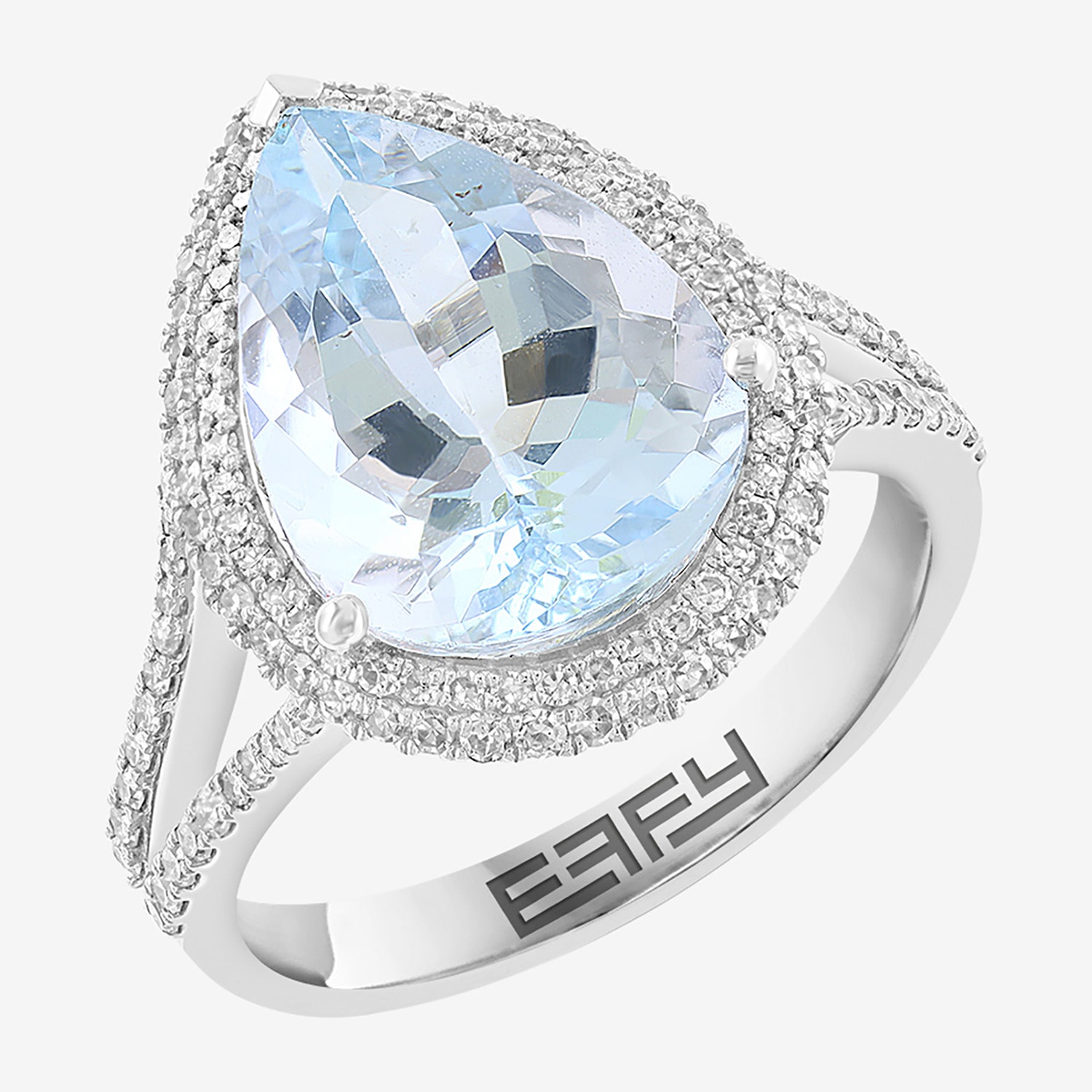 Effy Final Call Limited Quantities! Womens 1/2 CT. T.W. Genuine Blue Aquamarine 14K Gold Cocktail Ring