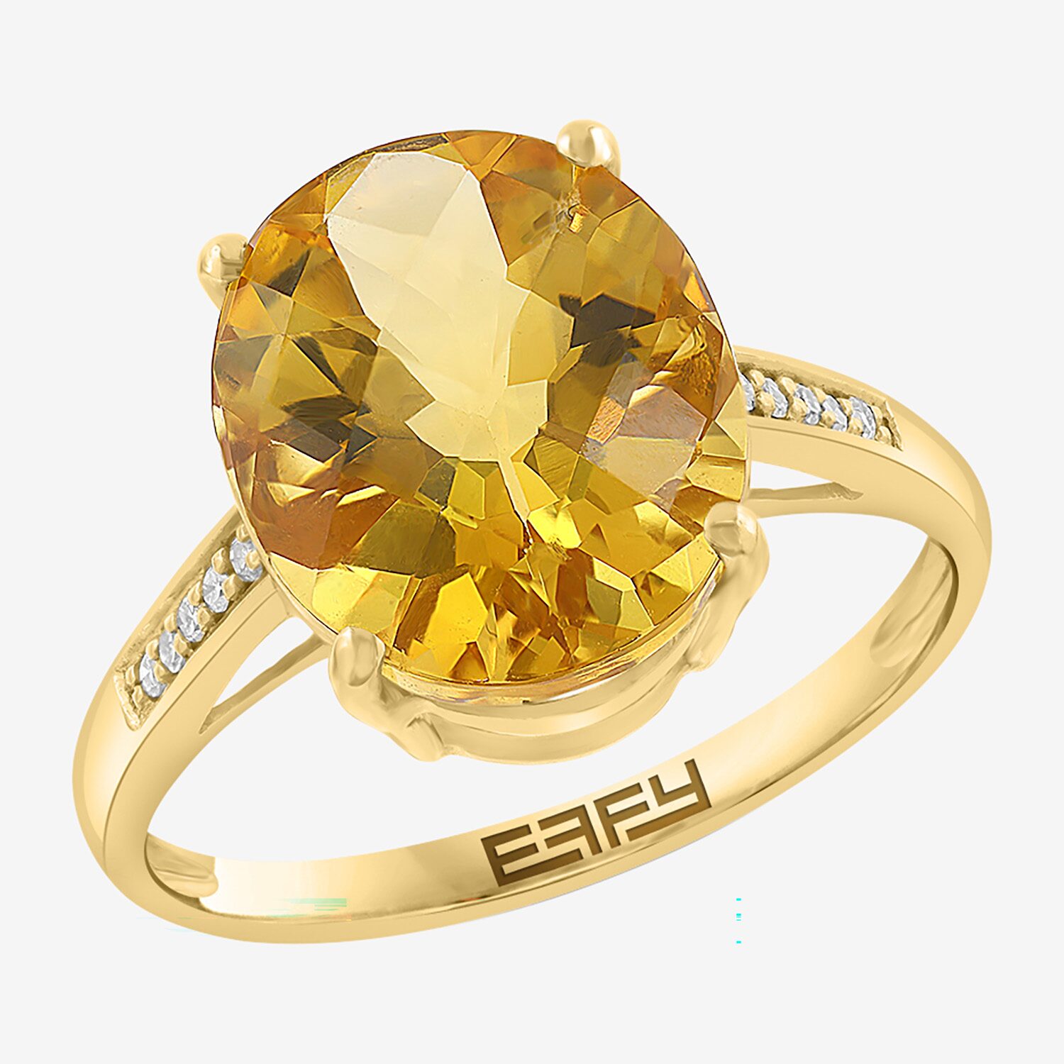 Effy Final Call Limited Quantities! Womens Diamond Accent Genuine Citrine 14K Gold Cocktail Ring